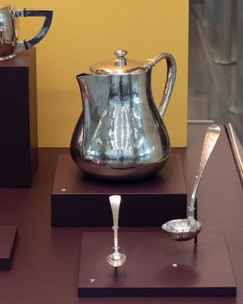 Image: Installation view of "A New Woman: Clara Barck Welles’ Influence on Arts and Crafts Silver"