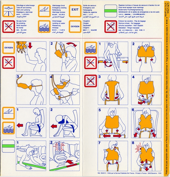 Image: safety information card: Air France, Boeing 747-400