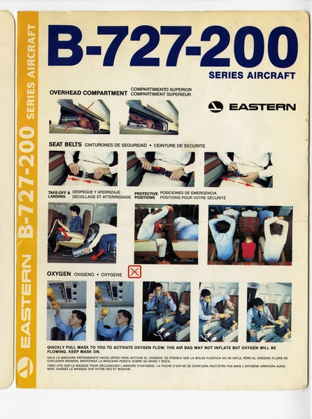 Image: safety information card: Eastern Air Lines, Boeing 727-200