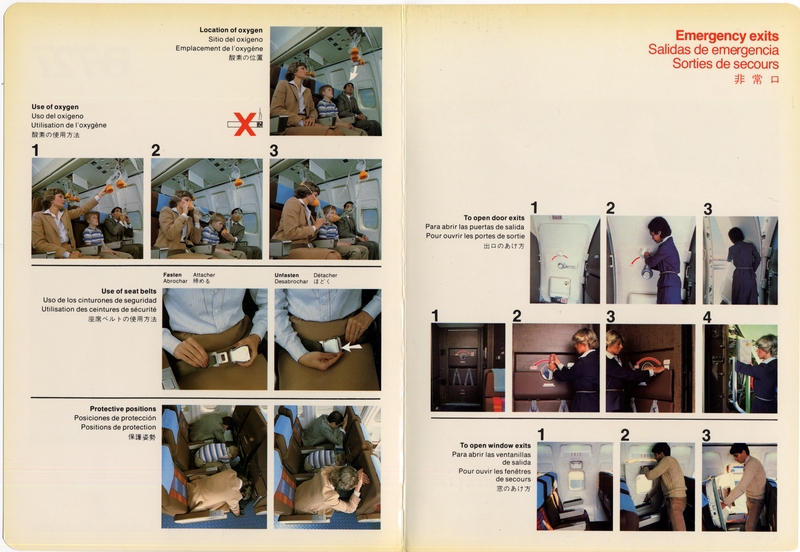 Image: safety information card: United Airlines, Boeing 727