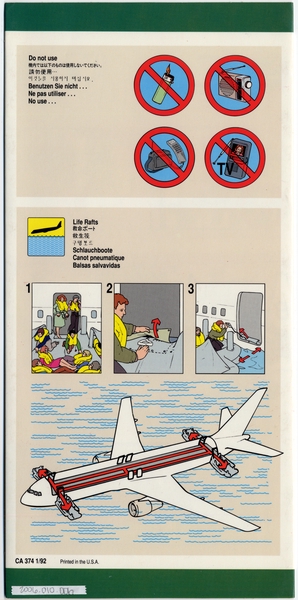 Image: safety information card: United Airlines, Boeing 767-300