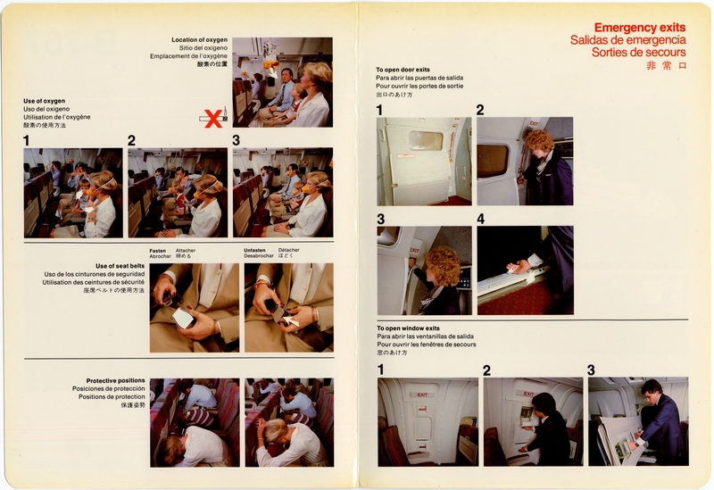 Image: safety information card: United Airlines, Boeing 767