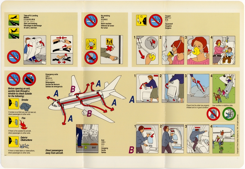 Image: safety information card: United Airlines, Boeing 737