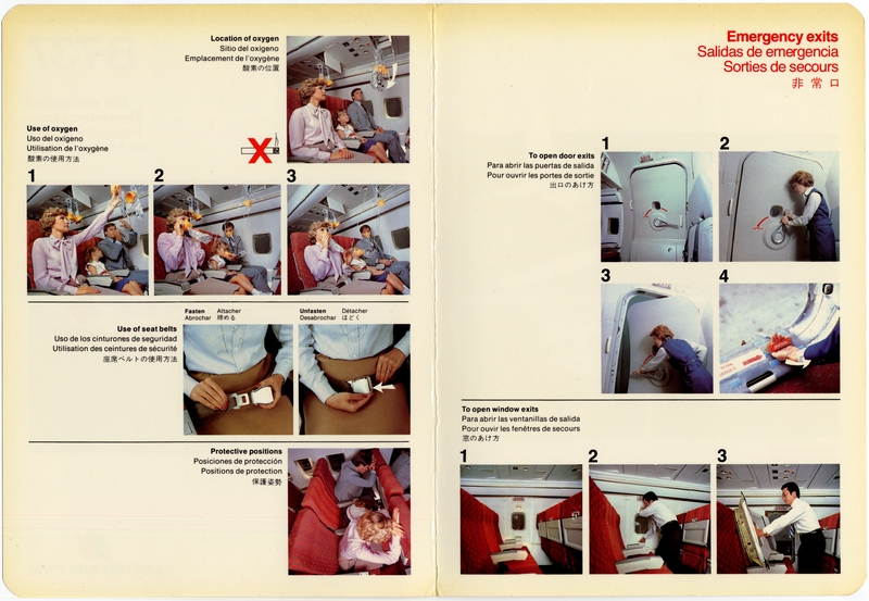 Image: safety information card: United Airlines, Boeing 737