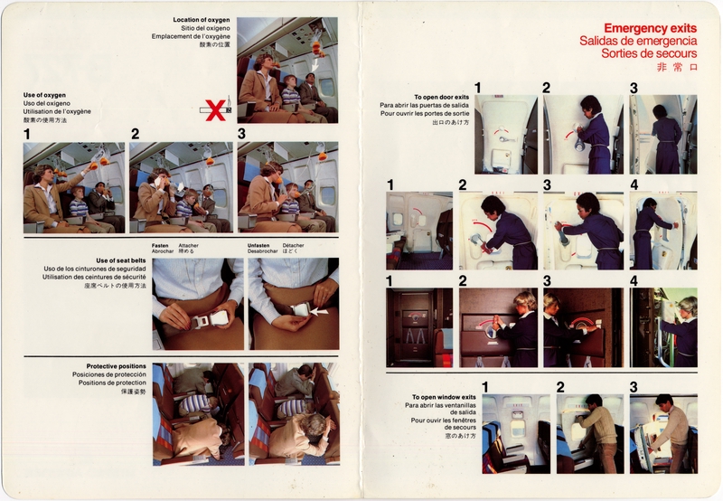 Image: safety information card: United Airlines, Stretch Boeing 727