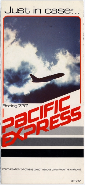 Image: safety information card: Pacific Express, Boeing 737