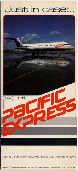 Image: safety information card: Pacific Express, BAC One-Eleven