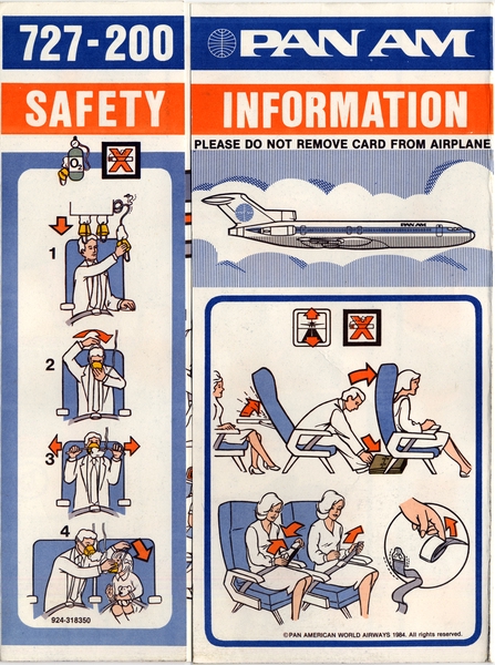 Image: safety information card: Pan American World Airways, Boeing 727-200