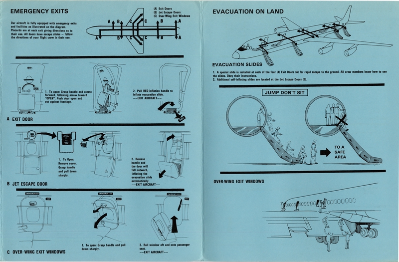 Image: safety information card: Pacific East Air, Douglas DC-8