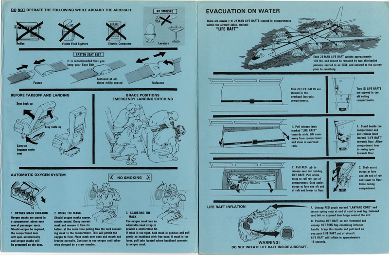 Image: safety information card: Pacific East Air, Douglas DC-8