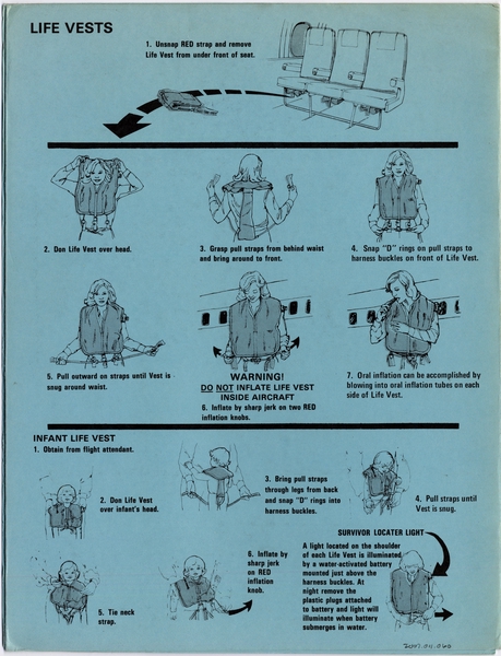 Image: safety information card: Pacific East Air, Douglas DC-8