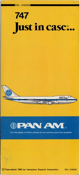 Image: safety information card: Pan American World Airways, Boeing 747