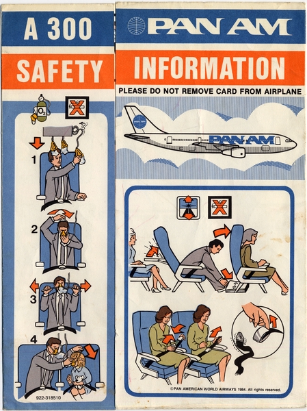 Image: safety information card: Pan American World Airways, Airbus A300