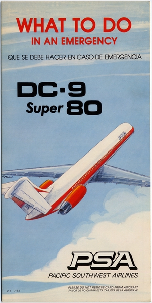 Image: safety information card: Pacific Southwest Airlines (PSA), Douglas DC-9 Super 80