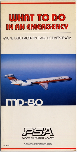 Image: safety information card: Pacific Southwest Airlines (PSA), McDonnell Douglas MD-80