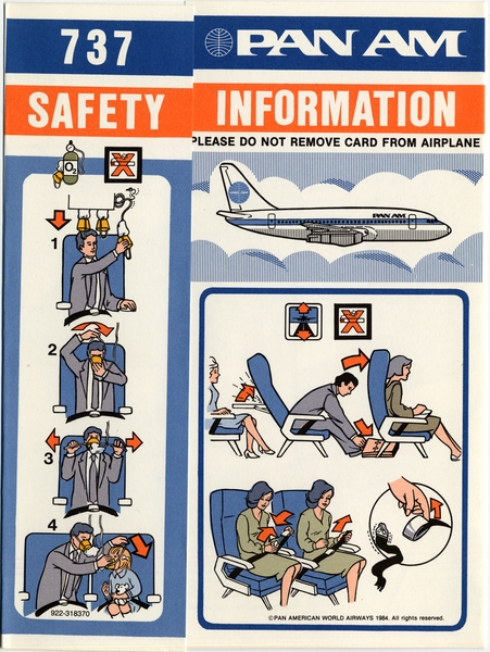 Image: safety information card: Pan American World Airways, Boeing 737
