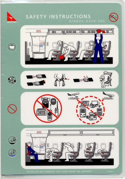 Image: safety information card: Qantas Airways, Airbus A330-300