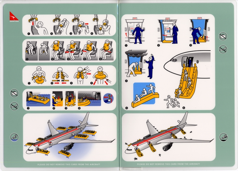 Image: safety information card: Qantas Airways, Airbus A330-300