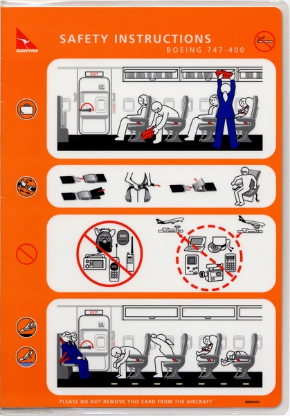 Image: safety information card: Qantas Airways, Boeing 747-400