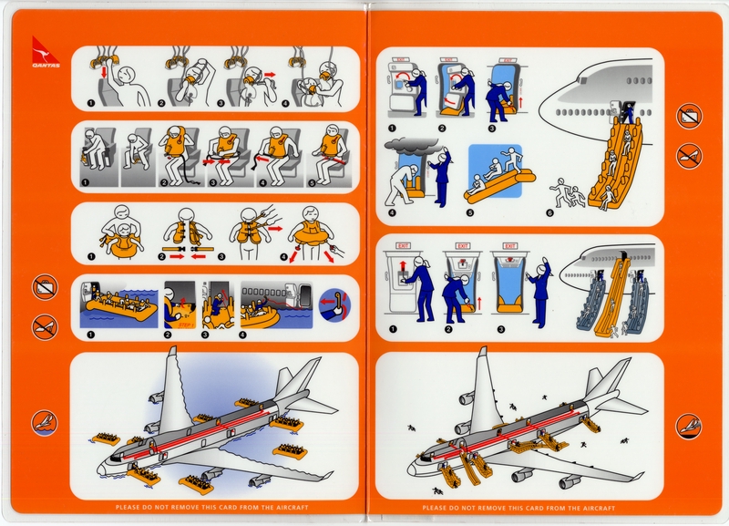 Image: safety information card: Qantas Airways, Boeing 747-400