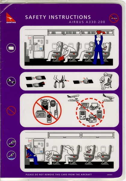 Image: safety information card: Qantas Airways, Airbus A330-200