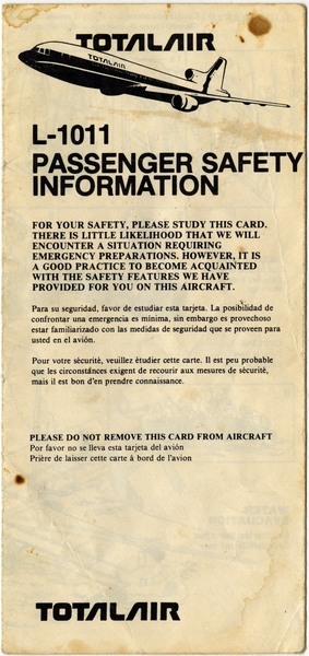Image: safety information card: Total Air, Lockheed L-1011 TriStar