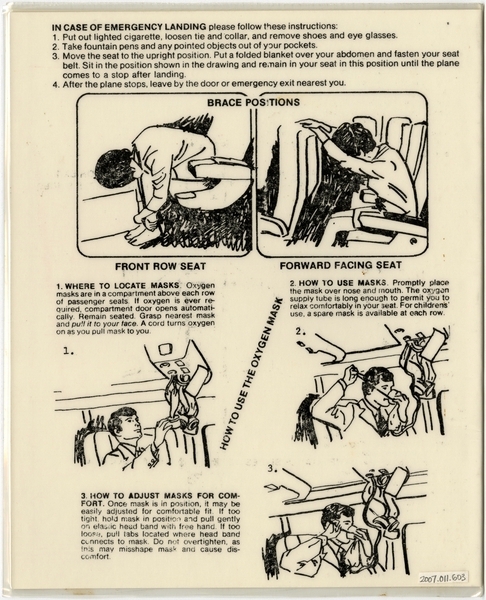 Image: safety information card: Travel a GoGo, Convair 880
