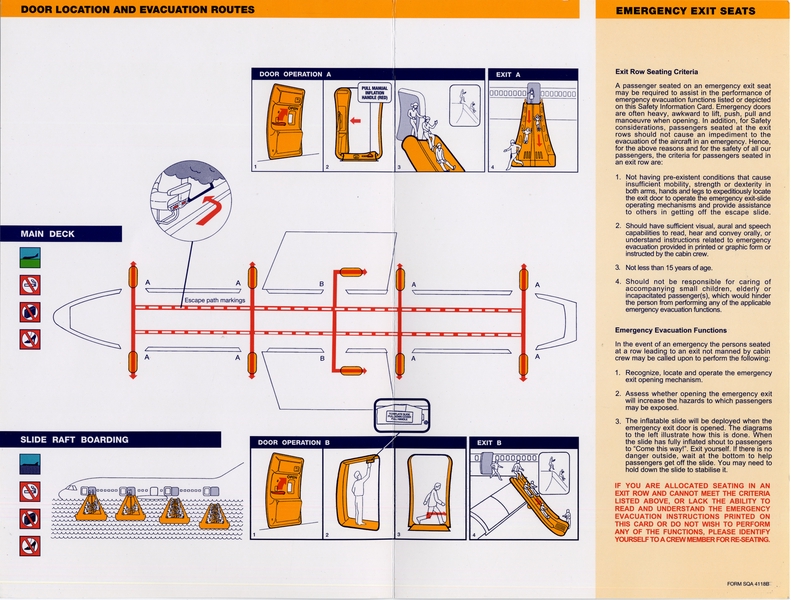 Image: safety information card: Singapore Airlines, Boeing 777-300ER