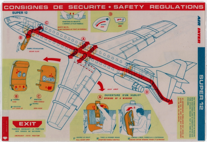 Image: safety information card: Air Inter, Sud Aviation 12 Caravelle (Super)