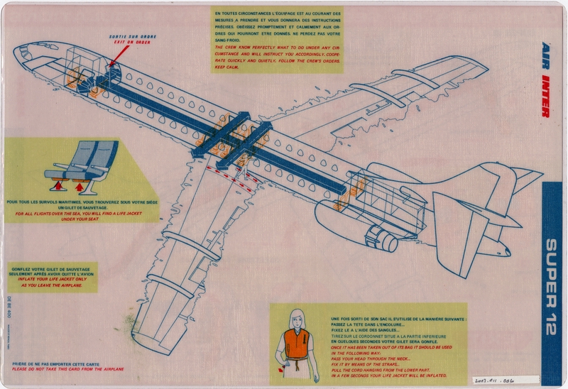 Image: safety information card: Air Inter, Sud Aviation 12 Caravelle (Super)
