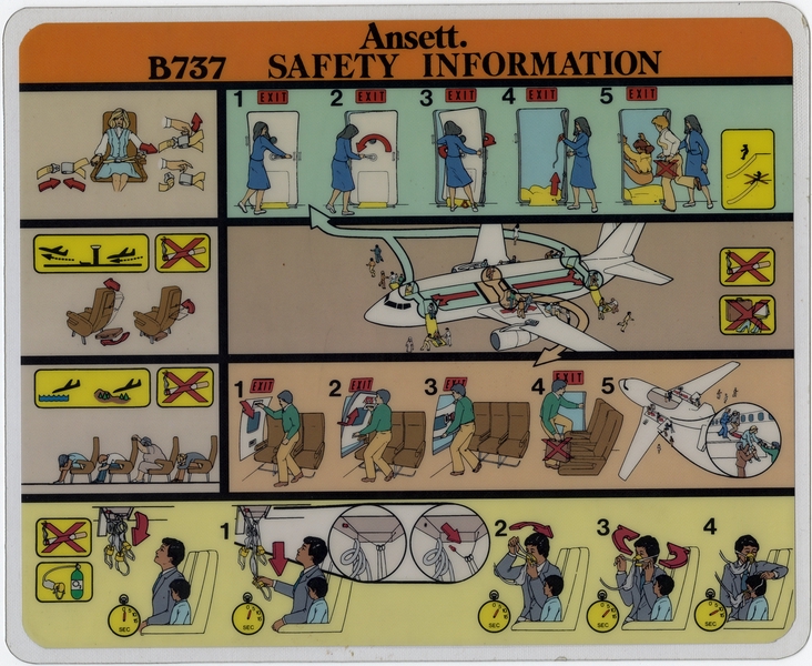 Image: safety information card: Ansett, Boeing 737