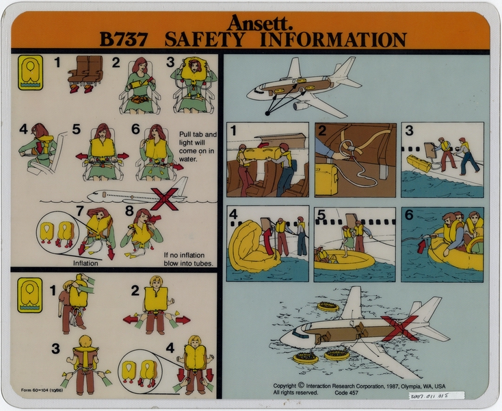 Image: safety information card: Ansett, Boeing 737