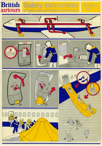 Image: safety information card: British Airtours, Boeing 707