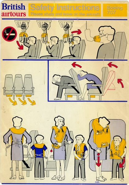 Image: safety information card: British Airtours, Boeing 707