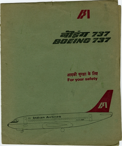 Image: safety information card: Indian Airlines, Boeing 737