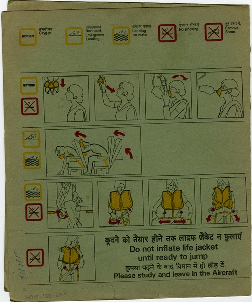 Image: safety information card: Indian Airlines, Boeing 737