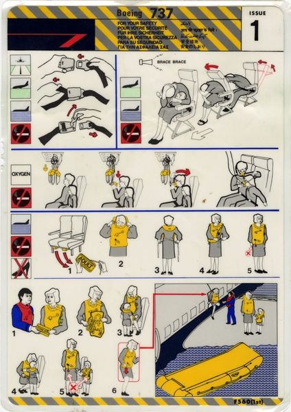 Image: safety information card: British Airways, Boeing 737