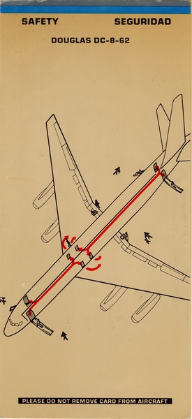 Image: safety information card: Braniff International, Douglas DC-8-62