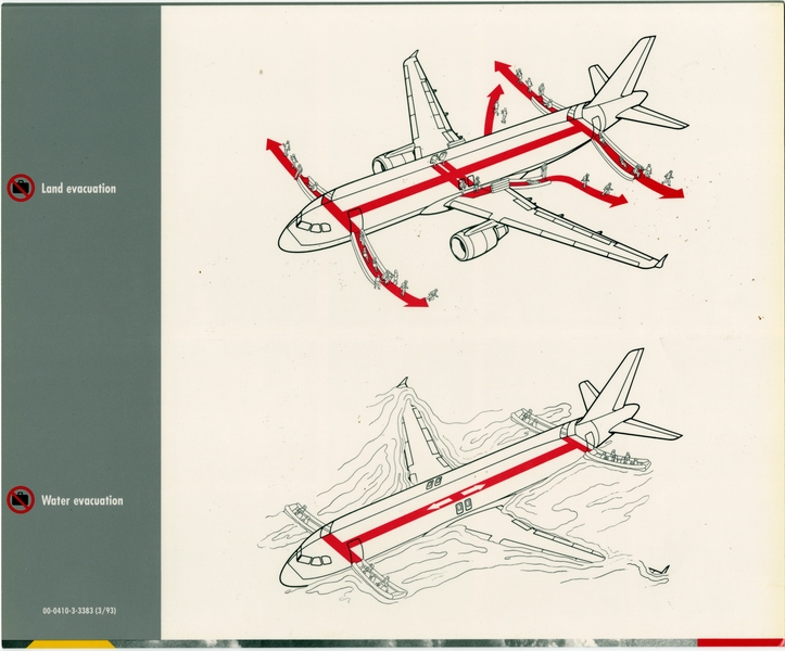 Image: safety information card: Northwest Airlines, Airbus A320