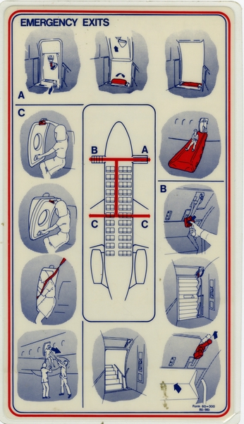 Image: safety information card: Ansett, Fokker F.28-1000