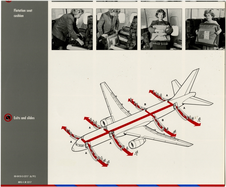 Image: safety information card: Northwest Airlines, Boeing 757