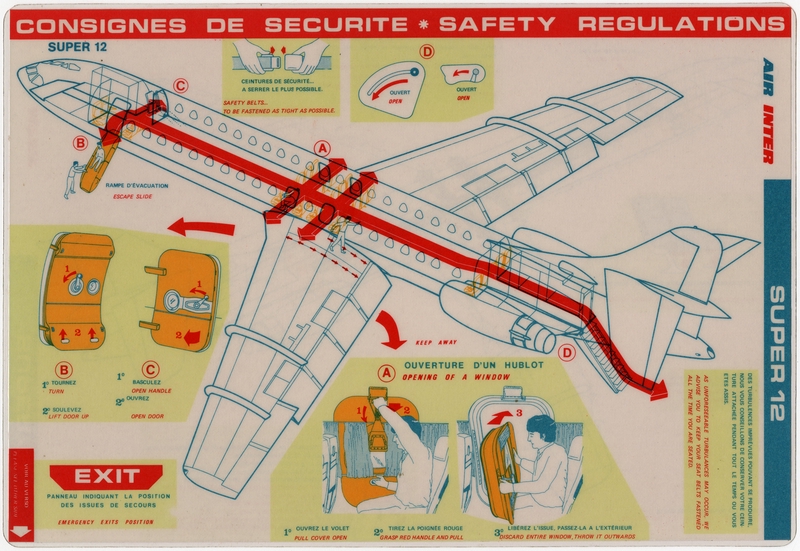 Image: safety information card: Air Inter, Super 12 Sud Aviation 12 Caravelle