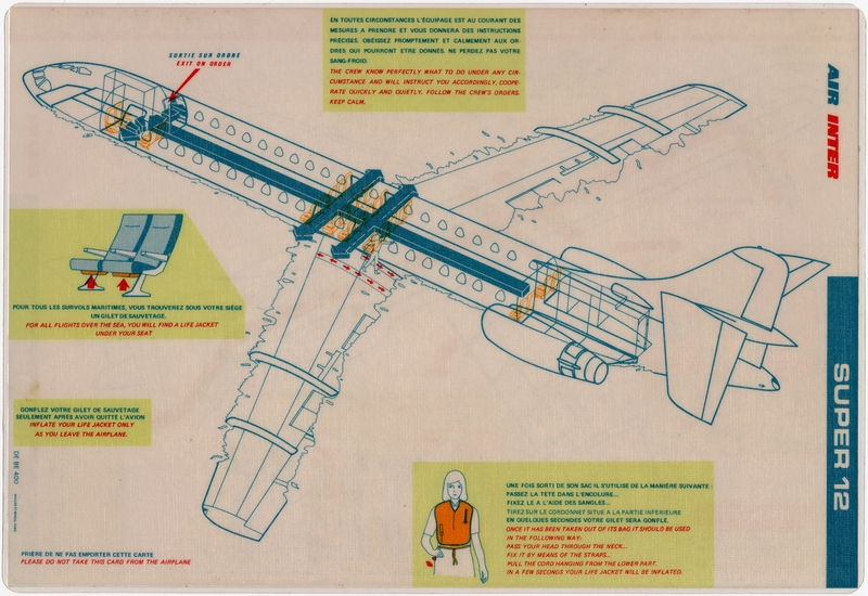 Image: safety information card: Air Inter, Super 12 Sud Aviation 12 Caravelle