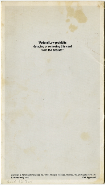 Image: safety information card: Sun Jet International, McDonnell Douglas MD-80