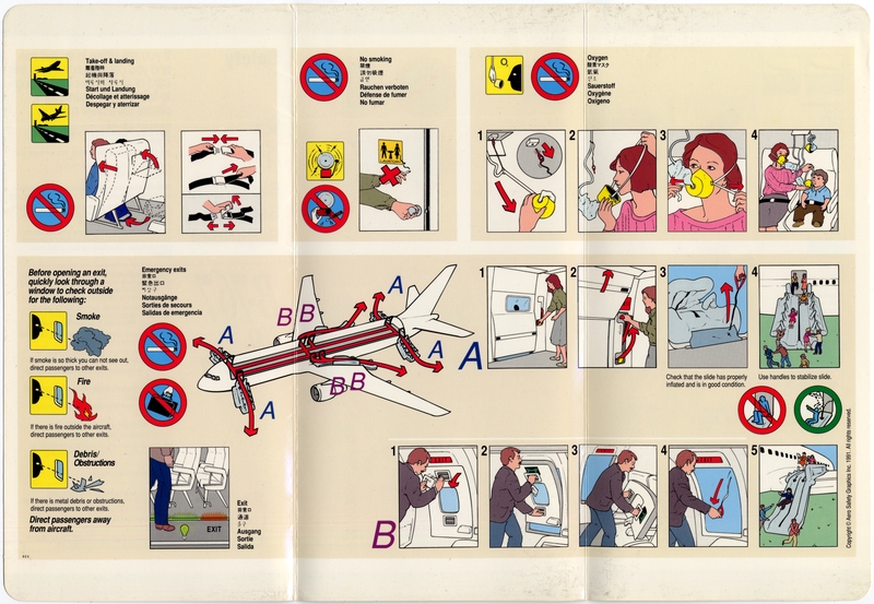 Image: safety information card: United Airlines, Boeing 767-300