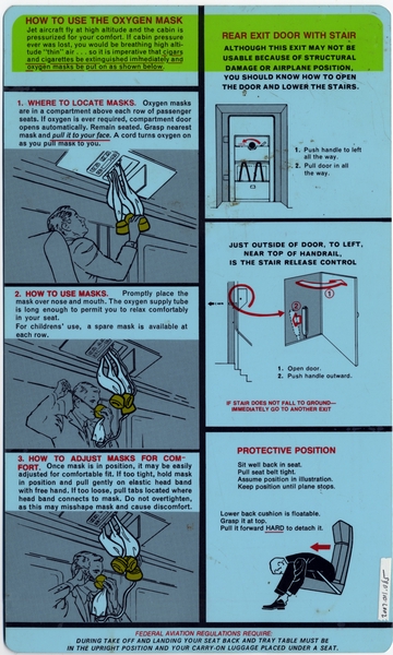 Image: safety information card: United Airlines, Stretch Boeing 727