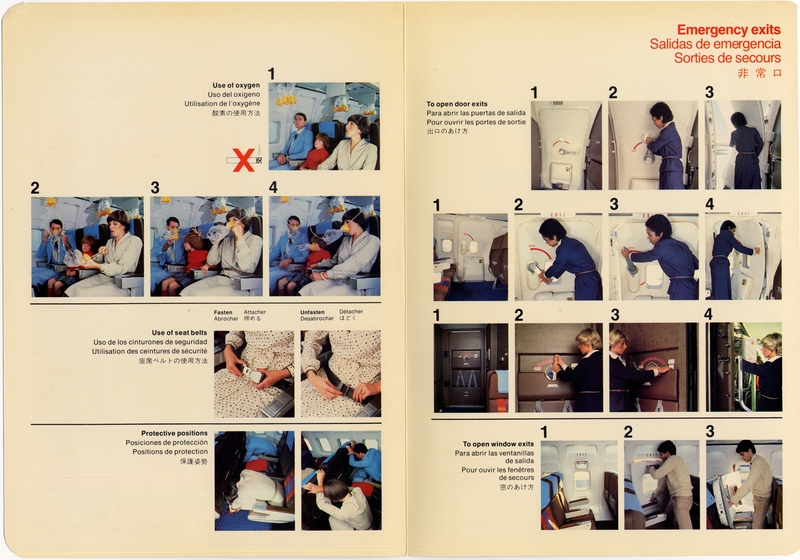 Image: safety information card: United Airlines, Stretch Boeing 727