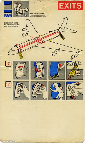 Image: safety information card: Aeronica, Boeing 720