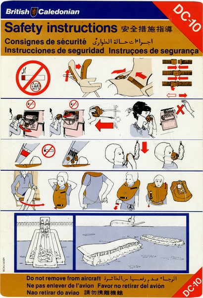 Image: safety information card: British Caledonian Airways, McDonnell Douglas DC-10