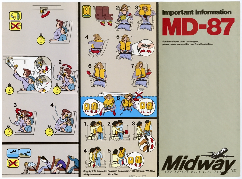 Image: safety information card: Midway, McDonnell Douglas MD-87